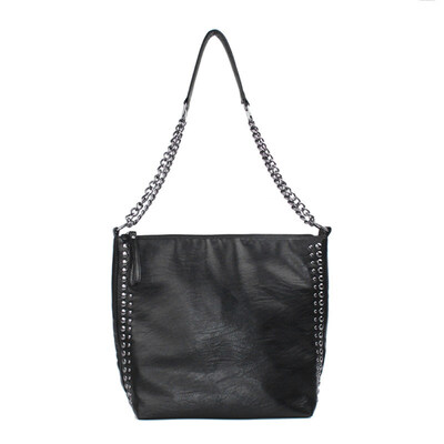 

Casual Women Solid Color Rivet Chain Shoulder Bag Faux Leather Crossbody Pouch