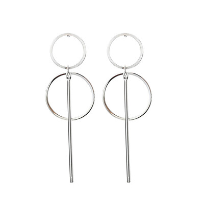 

Retro Personality Long Tassel Pendant Size Circle Earrings Simple Plating Earrings