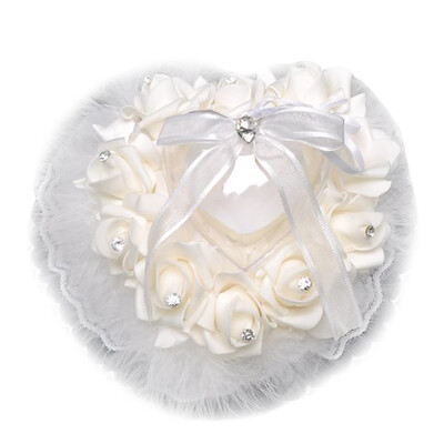 

Ring Box Lace Flower Simulated Crystal Ring Pillow Heart Shape Ribbon Ring Bear Box Wedding Decorations