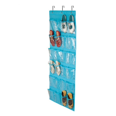 

3 Clasp 24 Grid Household Shoes PVC Storage Bag Non-woven Fabric Transparent Waterproof Hanging Bag