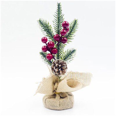 

Christmas Pine Needles Table Setting Creative Red Fruit Pine Cone Desktop Decor
