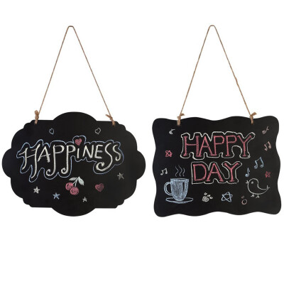 

2pcs Chalkboard Sign Double-Sided Erasable Message Board Wedding Hanging Blackboard Wall Decor