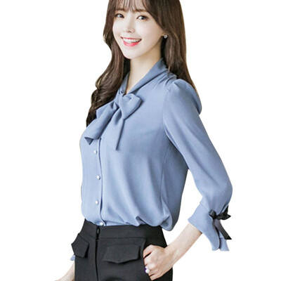 

Harajuku New Spring Summer Blouse Women Long Sleeve Shirts Fashion Leisure Chiffon Female Shirt Bow Office Ladies Tops blusas