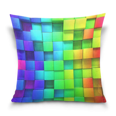 

ALAZA 16 X 16 inch Pillow Case Decorative Cushion Cover Rainbow Of Colorful Boxes Pattern Pillowcase