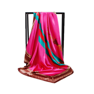 

Women Silk Scarf Square Head Scarves Wraps Luxury Quality Female Satin Shawls&Wraps 9090