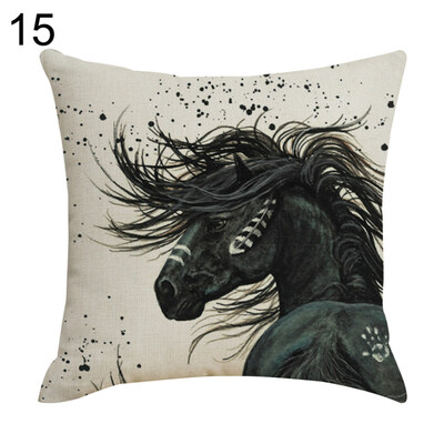 

Realistic Horse Print Cotton Linen Square Cushion Cover Home Decor Pillow Case