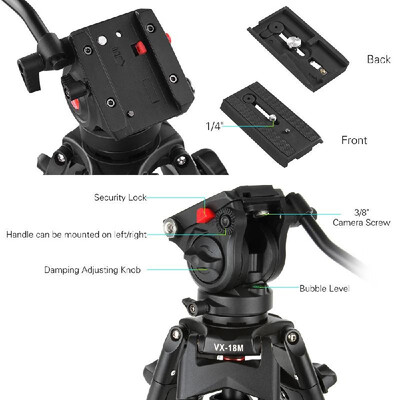 

Viltrox VX-18M 190cm748" Camera Camcorder Tripod Aluminum Alloy w 360° Fluid Damping Head Stable Horseshoe-Shape Foot for Canon