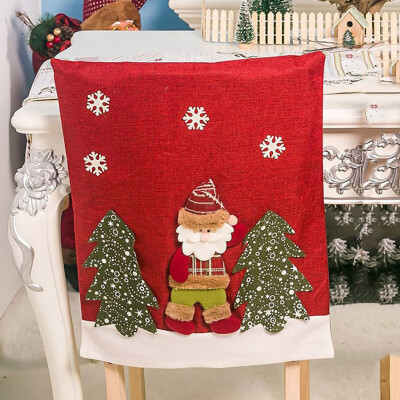 

Gobestart Christmas Chair Cover Fabric 3D Christmas Doll Chair Christmas Dining Decor