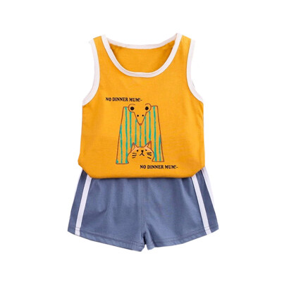 

Summer children clothes 2pcs Baby Boys clothes Casual Sleeveless Striped Pineapple Vest TopsShorts Suits Costume Set