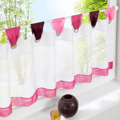 

Embroidery Curtains Fabrics Short Coffee Beautiful Colorful Flowers Window Treatments Kitchen Bar Short Curtains