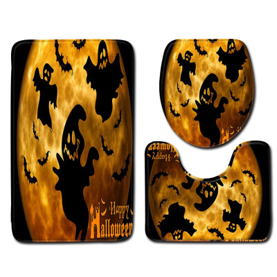 

〖Follure〗Halloween Happy Toilet Seat Cover&Rug Bathroom Set Halloween Decor