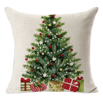 

Tailored Christmas Linen Square Throw Flax Pillow Case Decorative Cushion Pillow Cover A