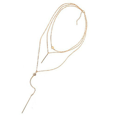 

Multiple Layers Golden Chain Rhinestones Round Spots Decor Necklace Women Jewelry Accessories