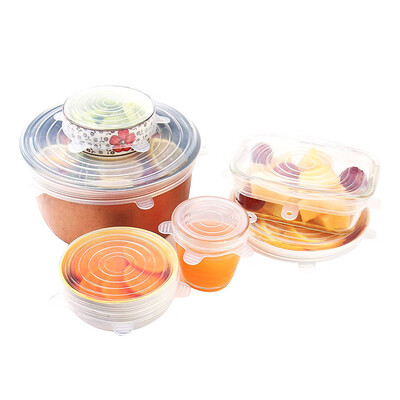 

6pcs Stretch Silicone Food Bowl Cover Storage Wraps Seals Reusable Silicone Stretch Lids Fresh Cover