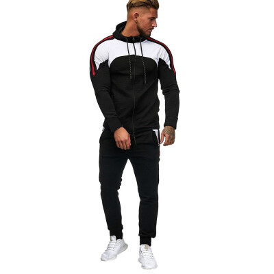 

Toponeto Mens Autumn Gradient Zipper Print Sweatshirt Top Pants Sets Sport Suit Tracksuit