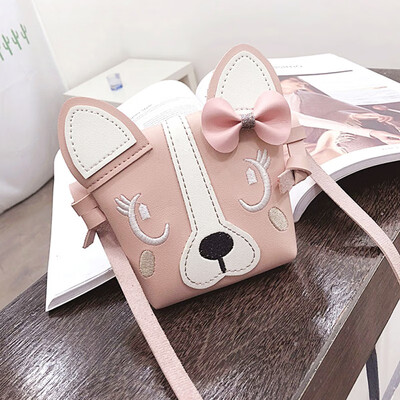 

Child Girl Cute Dog Bow Leather Backpacks Fashion PU Leather Crossbody Messenger Shoulder Bag Small Purse