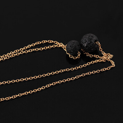 

New Fashion Style Double Lava Stone Necklace Black Lava rock Necklace Aromatherapy Mothers day Gift for her