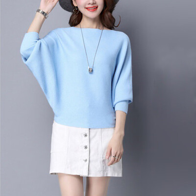 

Autumn Women Batwing Sweaters O Neck Pullovers Loose Knitted Female Jumpers Tops New Arrival Striped Pullovers&Sweaters