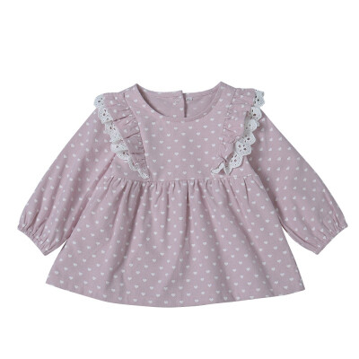 

Baby Girls High Quality Autumn Warm Patchwork Lace Dot Dress Kids Children Long Sleeve Casual Brief Soft Cotton Clothing Dress