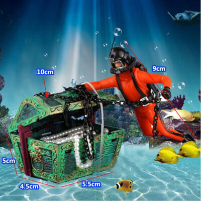 

New Aquarium Ornament Treasure Diver Hunter Treasure Figure Action Fish Diver Tank Ornament Aquarium Landscape