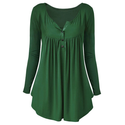 

Plus Size Half Button Crinkle T Shirt