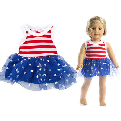 

YIWULACute Fashion Star Stripe Dress For 18 Inch American Doll Accessory Girl Toy