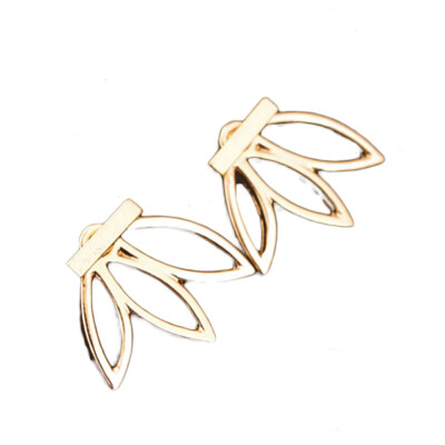 

Womens Alloy Hollow Out Lotus Flower Ear Jacket Stud Earrings