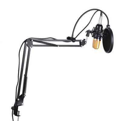 

Professional Broadcasting Studio Recording Condenser Microphone Mic Kit with Shock Mount Adjustable Suspension Scissor Arm Stand