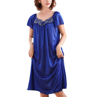 

Short Sleeve Loose Summer Nightgown Women Sexy Pajamas Summer Short Sleeve Nightdress Lingerie Ice Silk Ladies Home Clothing