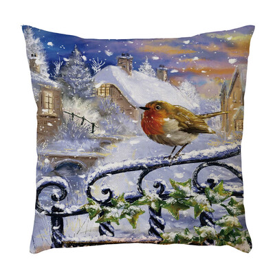 

Tailored Merry Christmas Linen Pillowcase Sofa Pad Set Home Decoration 18x18 Inch