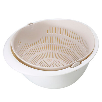 

JPGIF Double Drain Basket Bowl Washing Kitchen Strainer Noodles Vegetables Fruit