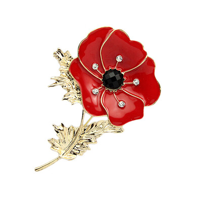 

Fashion Royal British Legion Brooch Diamante Crystal Poppy Flower Brooch Pins