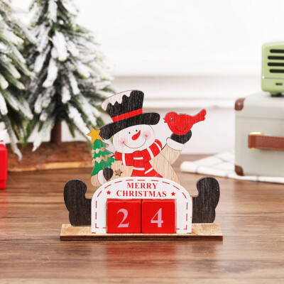 

Gobestart Christmas Decoration Creative Wooden DIY Calendar Office Desktop Decoration