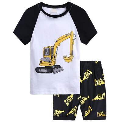 

Kids Clothes Baby Toddler Boys Cotton Clothes Excavator Print T-Shirt Tops Short Pants Summer Outfits Set