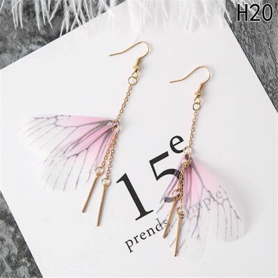 

1 Pair Popular Butterfly Wing Dangle Chandelier Pearl Drop Long Girls Earrings