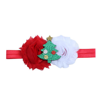 

Baby Girls Christmas Decoration Headband Child Christmas New Old Flower Mosaic Cartoon Pattern Hair Band