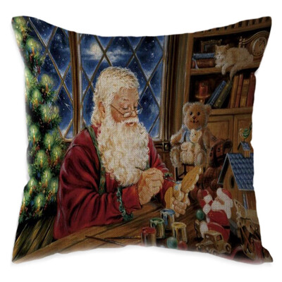 

Tailored Christmas Santa Claus Pillow Case Linen Sofa Throw Cushion Cover Home Decor
