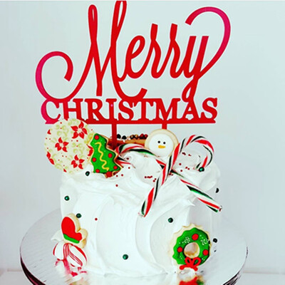 

Acrylic Merry Christmas Letters Cake Topper Party Christmas Decorations New