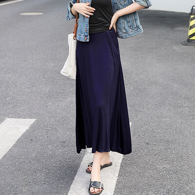 

Women Autumn Winter Long Skirt Vintage Solid Color Maxi High Waist Elegant Solid Color Casual Loose Plus Size Skirts
