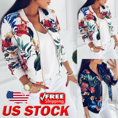 

Women Slim Zip up Casual Blazer Jacket Coat Tops Outwear Long Sleeve Plus Size