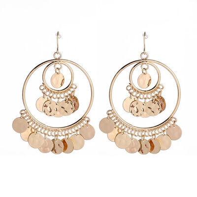 

Women Girls Bohemian Ethnic Style Alloy Earrings Sequin Dangle Eardrop Ear Hook Jewelry Gift