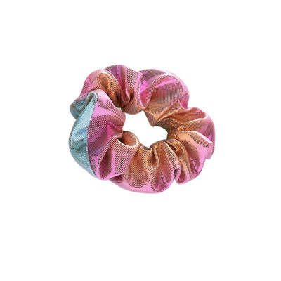 

2019 New Fashion Women Colorful Elastic Bronzing Hair Rope Glitter Ponytail Holder Hair Ring Scrunchie 1 PC