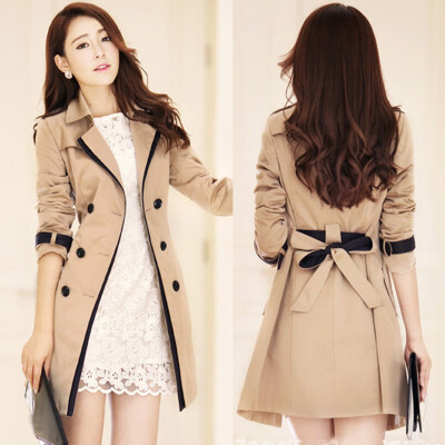 

Toponeto Fashion Women Winter Autume Buttons Back Bow Bandgae Windbreaker Jacket Coat