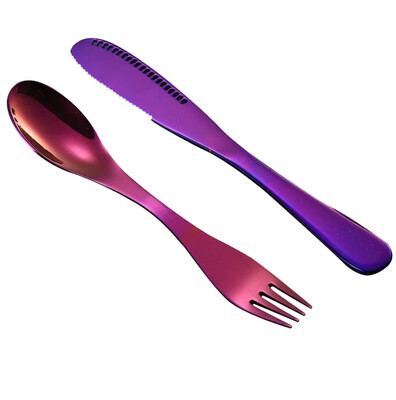 

Toponeto Set Stainless Steel Cutlery Gold Plated Dinnerware Creative function Knife Fork