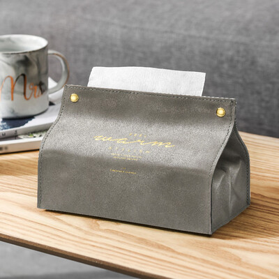 

Gobestart New Leather Facial Tissue Box Cover Rectangular Napkin Holder Snap Closure