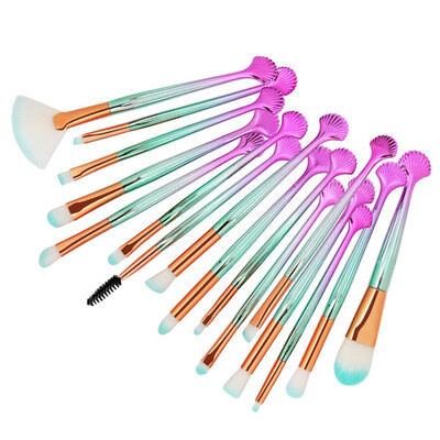

SHOUHENGDA 16Pcs Shell Design Colorful Power Foundation Eye Shadow Lip Contour Blending Cosmetics Makeup Brushes Tool Kits