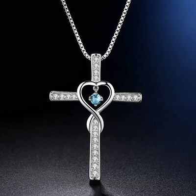 

Infinity Love God Cross CZ Pendant Necklace with Birthstone Birthday Gifts Jewelry for Women Girls