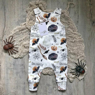 

Sweet Infant Baby Boys Girl Kids Halloween Romper Pumpkin One-piece Vest Clothes