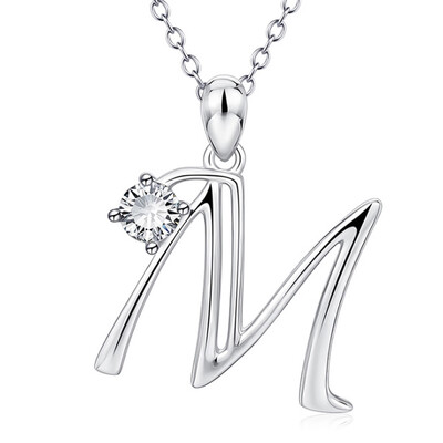 

Initial Necklace 925 Sterling Silver Letters 26 Alphabet Pendant Necklace