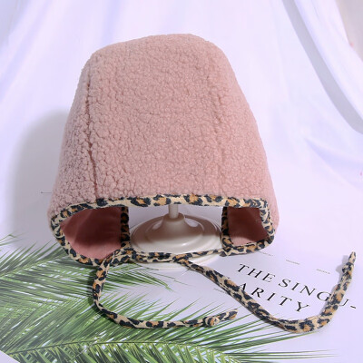 

Newborn Boys Girls Cute Autumn Winter Warm Kids Leopard Print Hats Wool Hemming Cute Caps